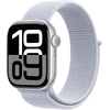 Image de Apple Watch Series 10 GPS + Cellular - Aluminium Argent - Bracelet Sport Textile Nuée Bleue - 42 mm