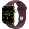 Image de Apple Watch Series 12 GPS + Cellular 42 mm Titane Or brillant Bracelet Sport Bordeaux S/M