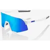 Image de Lunettes 100% S3 blanc mat avec verre à effet miroir HiPER bleu