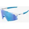 Image de Lunettes 100% Aerocraft Matte White avec lentille HiPER Blue Mirror