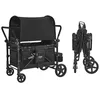 Image de Chariot de Transport Enfant-VEVOR-Charge 150 kg-avec Poignée Réglable-Poussette 4 Places pour Camping-Noir