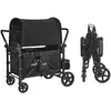 Image de Vevor poussette chariot pour 4 enfants, pliable, charge 150 kg. Harnais 5 points, auvent amovible.