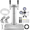 Image de Vevor kit colonne bière double robinet, inox, régulateur double jauge. Coupleur système a, bar.