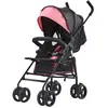 Image de Poussette Légère pour Bébé-VEVOR-Poussette pour Tout-petit Compacte avec Dossier Inclinable Multipositions-Noir Rose