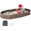 Image de Bac à Sable avec Couvercle-VEVOR-1830 x 1055 x 230 mm-pour Jardin Extérieur Plage Parc Cadeau pour Enfants de 3 à 12 ans-Marron