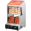 Image de Cuiseur a vapeur hot-dogs, 37l, machine a vapeur hot-dogs a 2 niveaux, temperature 30° a 85°, chauffe-petits pains electrique avec porte coulissante en verre trempe, plaque de separation, pince