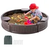 Image de Bac à Sable avec Couvercle-VEVOR-120 x 23 cm-pour Jardin Extérieur Plage Parc Cadeau pour Enfants de 3 à 12 ans-Marron