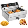 Image de Friteuse Commerciale 2250 W-VEVOR-avec Contrôle du Temps et de la Température Protection Contre la Surchauffe-pour Restaurant