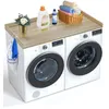 Image de Comptoir pour Lave-linge et Sèche-linge-VEVOR-Surface de Comptoir en Bois avec Coussinets Antidérapants-Couleur Chêne