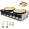 Image de Vevor crêpière électrique 40 cm commerciale double tête 6000w, inox, contrôle temperature.
