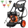 Image de Vevor nettoyeur haute pression essence 3950 psi, 10 lmin, pompe cuivre, 5 buses, pour surfaces variées.