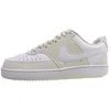Image de Femmes Nike Baskets Court Vision Low Textile Lacets Plat - Blanc/beige 002