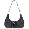 Image de GUESS Sac à épaule gris foncé noir pour femme - Erenia Top Zip Shoulder Bag Coal Logo 325116