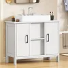 Image de Meuble vasque YITAHOME avec 2 portes et étagère blanc