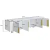 Image de Meuble tv blanc au design élégant 180l x 40p x 44h cm,4 portes,surface effet marbre,pieds sphériques en bois