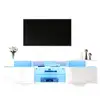 Image de Meuble tv haute brillance 160x40x45 cm,meuble de salon avec lumineuse led 2 portes 2 armoires,blanc moderne Façade brillante, Avec LED