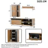 Image de Ensemble de meuble tv 3 pièces 140x35x39 cm,meuble tv moderne pour salon,sur pied et suspendu,2 portes,couleur bois + noir