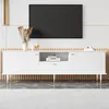 Image de Meuble TV élégant avec 1 tiroir et 2 portesCompartiments ouvertsSurface texturée peinte170x36x54.5cmBlanc