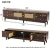 Image de Meuble tv vintage avec 2 portes en rotin + 4 tiroirs,armoire pour télé 80 - 180 x 35 x 44cm - marron