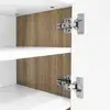 Image de Meuble tv 190 x 35 x 45cm,3 portes,2 tiroirs + 5 compartiments de rangement,blanc avec or et grain de bois