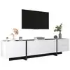 Image de Meuble tv 190cm brillante blanc et noir,5 compartiments de rangement et 2 tiroirs,grand espace de rangement,design simple Façade Brillante