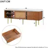 Image de Meuble tv élégant avec portes en rotin,2 tiroirs+2 portes coulissantes+4 compartiments pour le rangement,160x40x60cm,couleur noyer