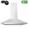 Image de CIARRA Hotte Murale 60 cm A++ 2pcs Filtre à charbon 370m³/h Recyclage ou Evacuation 3 Vitesses INOX