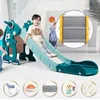 Image de Toboggan Dinosaure Antidérapant pour enfant - avec panier de basket - Jeu intérieur/extérieur Enfant - Dès 2 Ans - Vert