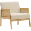 Image de Fauteuil en cannage et velours côtelé beige - Mani