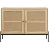 Image de Buffet 2 portes en cannage naturel et effet chêne 110 cm - iris Iris