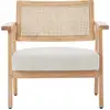 Image de Fauteuil en velours côtelé beige et cannage naturel - tim Tim