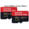 Image de Lot de 2 Micro SD SanDisk Extreme Pro Carte Mémoire microSDXC 128Go 128g Class 10 UHS-I U3 V30 200MB/S 90MB/S A2
