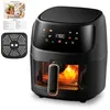 Image de Friteuse à air chaud 6L - Friteuse sans huile avec Fenêtre visible Écran tactile 2h Thermostat/8 Programmes/Recettes 1400W - Noir