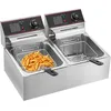 Image de Friteuse lectrique 12L - VEVOR - Acier Inox - Double cuves amovible - 5000W - 50 200