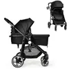 Image de Poussette Bébé 4 Roues 2-en-1 COSTWAY-Pliage à une Main-Siège Réversible-DossierAuvent Réglable-Housse de Pied-0-3 Ans15KG-Noir