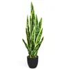 Image de COSTWAY Plante Artificielle Déco. Interieur Sansevieria Trifasciata avec Pot et 20 Feuilles Arbre/ Fleur Extérieur - H 90 CM Vert
