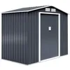 Image de Abri de Jardin en Metal 27m² - GOPLUS - 2 Portes Coulissantes et 2 Fenêtres - Base Renforcée avec Barres - Toit Traditionnel Gris