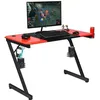 Image de COSTWAY Bureau Gamer Bureau de Jeu 120X60X76CM en Fibre de Carbone avec Porte-gobeletCrochet pour Ecouteurs et Supports Audio