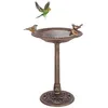 Image de GOPLUS Mangeoire à Oiseaux sur Pied avec Plateau D.50cmAbreuvoir Oiseaux H.72CM en PPBain dOiseaux avec Un Oiseau DécoratifBrun