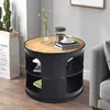 Image de COSTWAY Table Basse Ronde avec Structure en Métal Inclus Etagères de Rangement à 3 Niveaux Style Industriel Charge 50KG