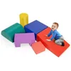 Image de COSTWAY 6PCS Blocs de Construction en Mousse Colorée-Jouets Educatifs pour Développer les Capacités Motricités des Bébés-PU+EPE