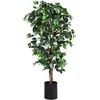 Image de COSTWAY Arbre Artificiel Grand Ficus 180 CM avec Cannes pour Décoration Intérieur / Extérieur 1008 Feuilles