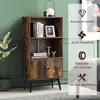 Image de Costway Bibliothèque Rustique À 3 Niveaux, Avec 2 Portes