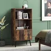 Image de COSTWAY Bibliothèque Industriel avec 2 Compartiment Ouverts et 1 Fermé 60 x 30 x 120 CM Idéal pour Salon Bibliothèque Bureau