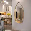 Image de Costway Miroir Mural Suspendu, Miroir De Salle De Bains, Avec Cadre En Bambou Et Sangle En Cuir Réglable