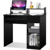 Image de COSTWAY Bureau dOrdinateur avec Tiroir et 2 Etagères de Rangement Bureau Informatique avec Plateau à Clavier pour Maison Etude