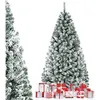 Image de COSTWAY Sapin de Noël 225CM 1010 Branches à Flocons de Neige Matière PVC avec CharnièresSupport Métallique Diamètre 128cm