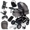 Image de Poussette 3 en 1 set complet avec siège auto -- Poussette combinée - pneus pleins - Sac à langer. Gris