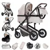 Image de Poussette 3 en 1 Avec Siège Auto Portable Ressorts Absorbant les Chocs Châssis en Alliage Daluminium.blanc
