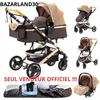 Image de Poussette 3 en 1 Bébé Combinée Siège-Auto Nacelle Trio Réversible Réglable Haute Qualité Roues increvables Canne.